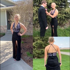 Lilac and black all sequins prom dress! Size 2!